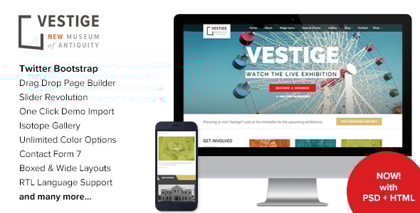 Vestige Museum v2.8 - Responsive WordPress Theme