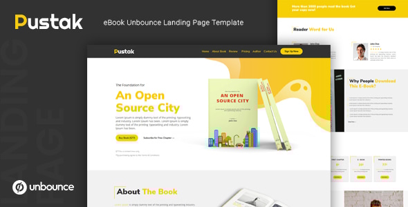 Pustak v1.0 - eBook Unbounce Landing Page Template