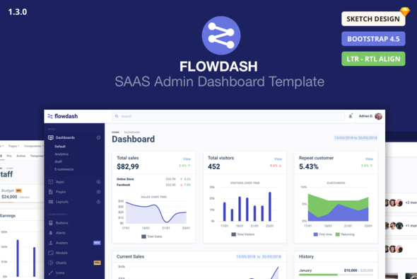 FlowDash v1.1.0 - SAAS Admin Dashboard Template
