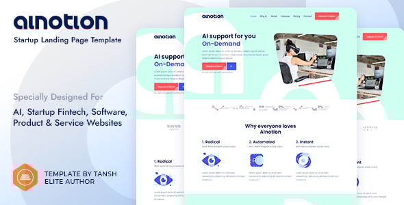 Ainotion v1.0 - Startup Landing Page Template