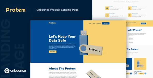 Protem v1.0 - Unbounce Product Landing Page Template