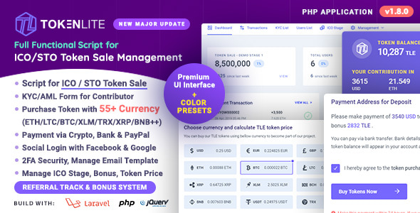 TokenLite v1.1.7 - ICO / STO Token Sale Management Dashboard - ICO Admin Script - nulled
