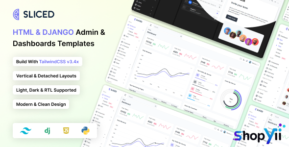 Sliced v1.5.0 - Tailwind CSS & Django Admin & Dashboard Template