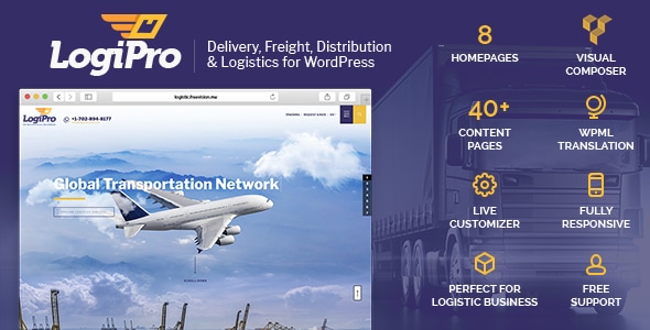LogiPro v4.2 - Delivery, Freight, Distribution & Logistics for WordPress