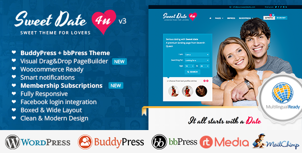 Sweet Date v3.4.9 - More than a WordPress Dating Theme
