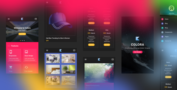 Colora v1.0 - Colorful Material Design Mobile Template