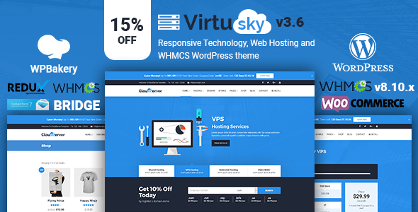 VirtuSky v3.2 - Responsive Web Hosting and WHMCS WordPress Theme