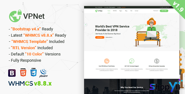 VPNet v1.7 - Multipurpose VPN and Cloud Service Template with WHMCS