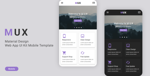 MUX v1.0 - Material Design Web App UI Kit Mobile Template