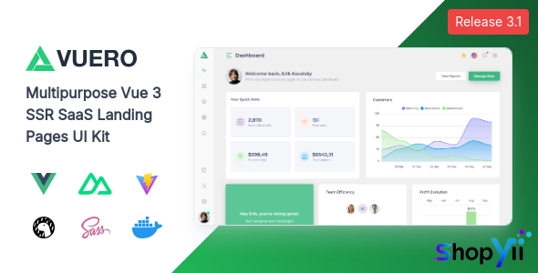 Vuero v2.4.0 - VueJS 3 Admin and Webapp UI Kit