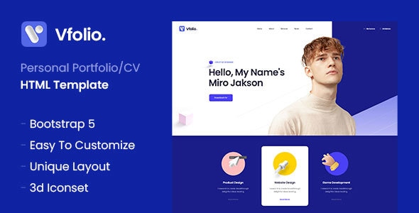 Vfolio - Personal Portfolio/CV HTML Template