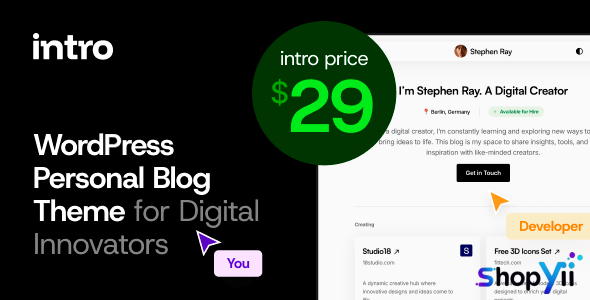 Intro v1.0.3 - Personal Digital Blog WordPress Theme
