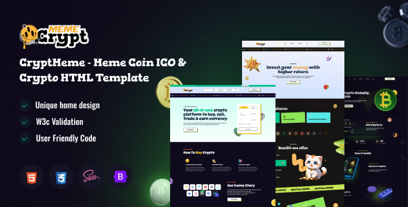 CryptMeme - Crypto & Online Meme coin ICO HTML Template