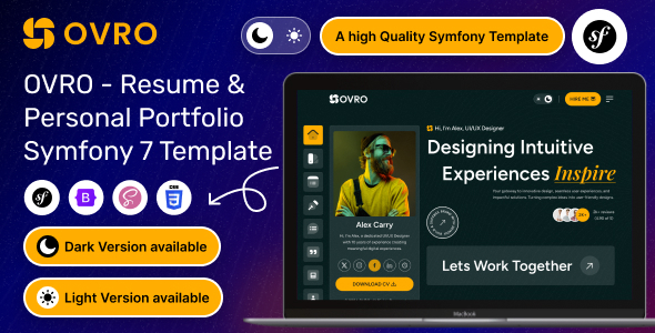 Ovro – Symfony 7 Resume & Personal Portfolio Template