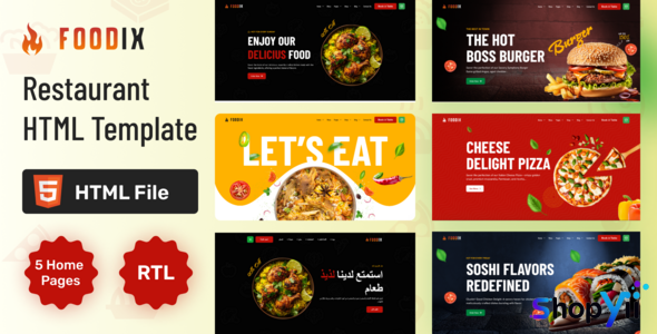 Foodix - Fast Foods & Restaurants HTML + RTL Template