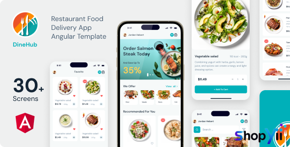 DineHub - Restaurant Food Delivery Angular Mobile App | PWA