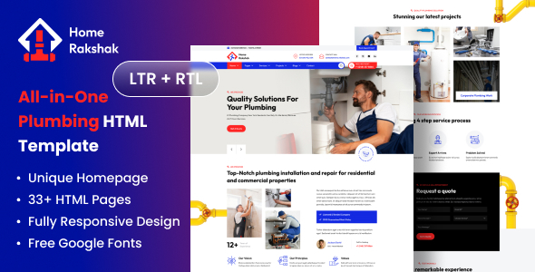 Home Rakshak - All In One Plumbing Repair Services HTML Template