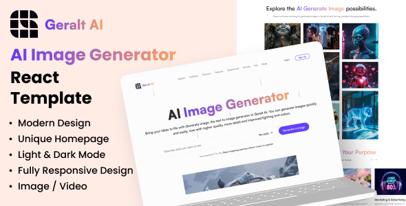 Geralt AI - AI Image Generator React Template