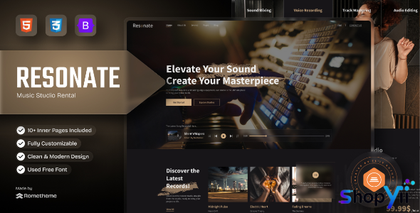Resonate - Music Studio Production HTML Template