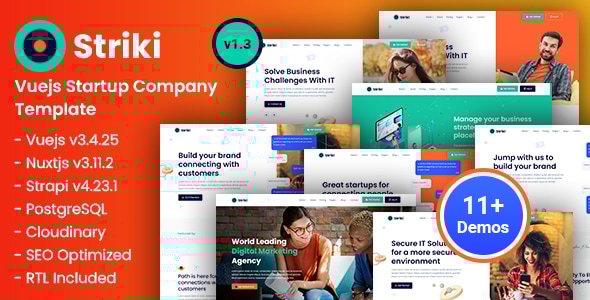 Striki v1.3 - Vue Strapi 4+ IT Startup & SEO Marketing Company Template