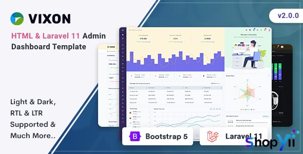 Vixon v2.0 - HTML & Laravel 11 Admin Template