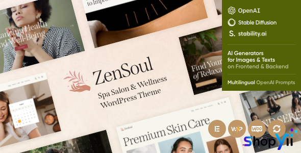 ZenSoul v1.5 - Spa Salon & Wellness WordPress Theme + AI