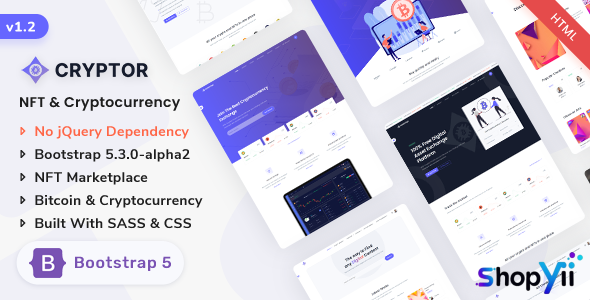 Cryptor v1.2.0 - NFT Marketplace & Cryptocurrency Bootstrap 5 Landing Template