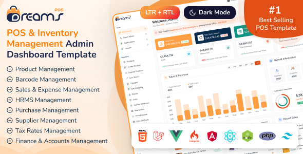 DreamsPOS v2.0.6 - POS & Inventory Management Admin Dashboard Template (HTML Angular 18 React Vue Laravel)