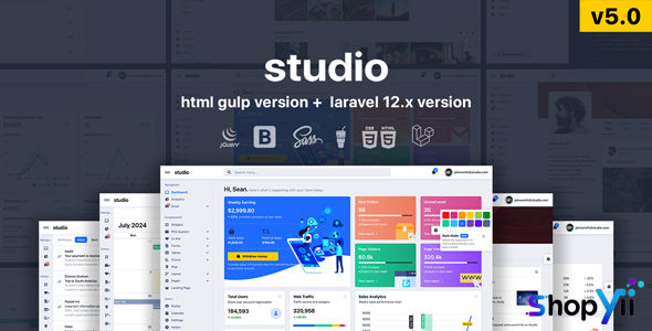 Studio v4.5 - HTML & Laravel 11.x Bootstrap 5 Admin Template
