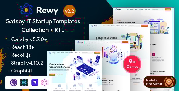 Rewy v2.2 - Gatsby React IT Startup & Technology Template