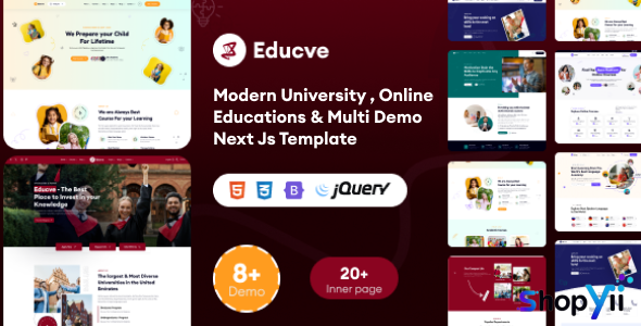 Educve - University, Online Courses & Multi Demo Education Next Js Template