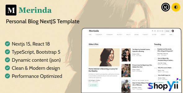 Merinda - Personal Blog NextJS Template