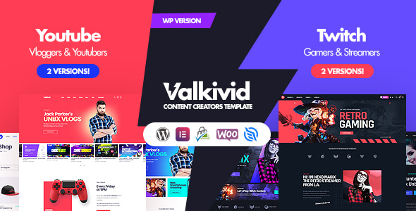 Valkivid v1.0.1 - Content Creators WordPress Theme