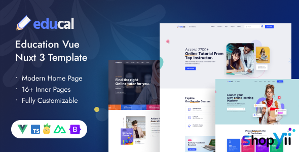 Educal – Online Learning and Education Vue Nuxt 3 Template