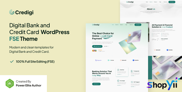 Credigi – Digital Bank & Credit Card FSE WordPress Theme