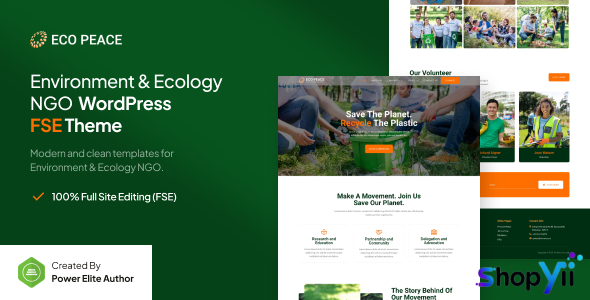 EcoPeace v1.0.0 – Environment & Ecology NGO FSE WordPress Theme