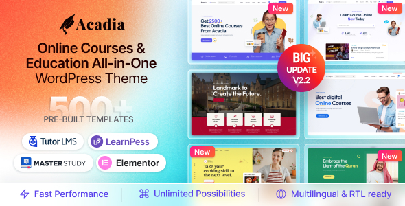 Acadia v2.0.1 - Education WordPress Theme For University & Online Course