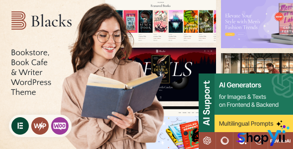 Blacks v1.0 - Bookstore, Book Cafe & Writer WordPress Theme