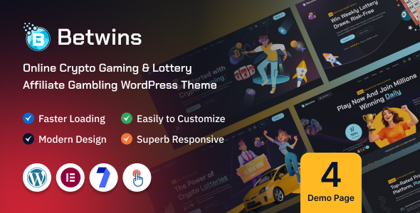 Betwins v1.0.0 - Online Crypto Gaming & Lottery Giveaways Affiliate WordPress Theme