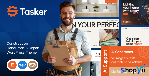 Tasker v1.0 - Construction Handyman & Repair WordPress Theme