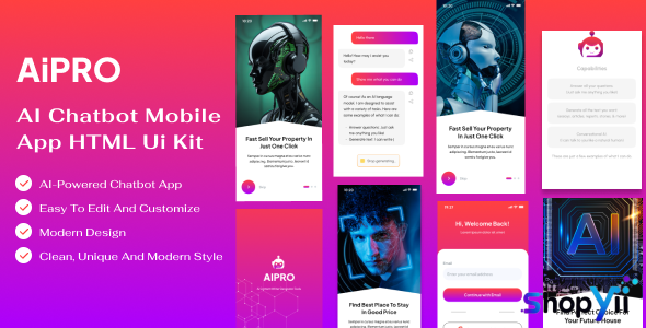 Aipro - AI Chatbot Mobile App HTML Template