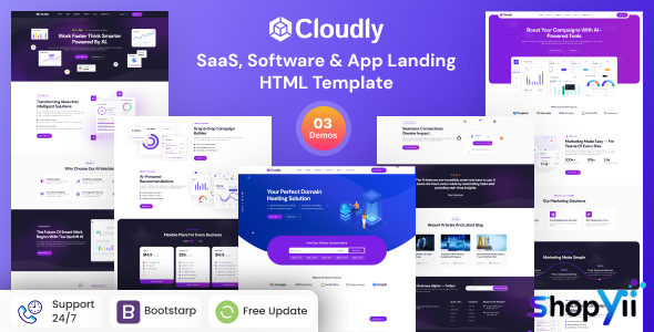 Cloudly - SaaS, Software & App Landing HTML Template