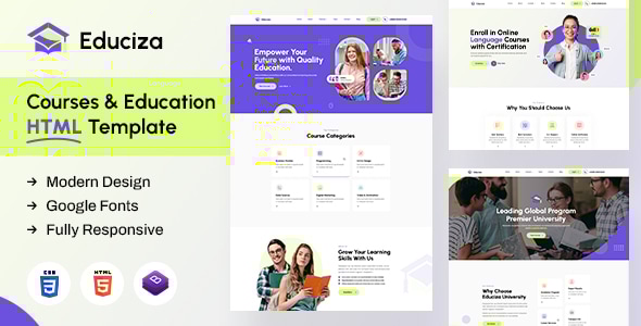 Educiza - Courses & Education HTML Template