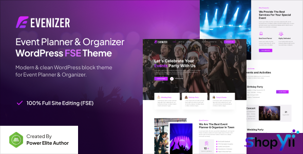 Evenizer v1.0.1 – Event Planner & Organizer FSE WordPress Theme