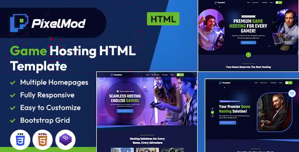 PixelMod - Game Hosting HTML Template